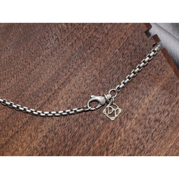 David Yurman Sterling Silver & 14k Box Chain Necklace 14.5G / 18in / 2.6mm - Picture 5 of 7
